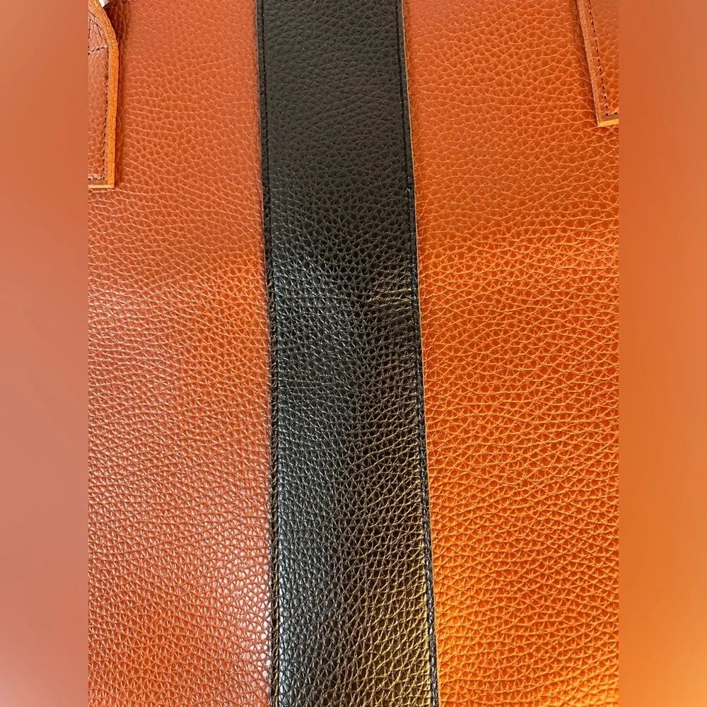 Vince Camuto Brown Black Vegan Leather Tote Laptop Shoulder‎ Bag College.